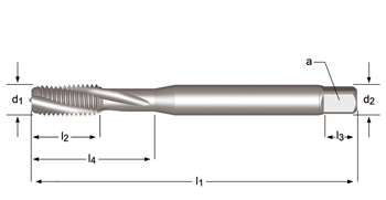 E207 - Dormer HSS-E Brillante M  M Machos de máquina Estrías helicoidales a 15° Estrías helicoidales a 15° DIN 371