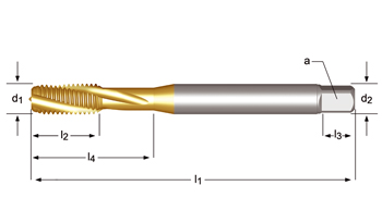 E212 - Dormer HSS-E TiN M  M Machos de máquina Estrías helicoidales a 15° Estrías helicoidales a 15° DIN 371