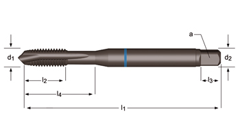 E240 - Dormer HSS-E-PM Templado al vapor SHARK M  M Macho de máquina con entrada en hélice Shark (Anillo Azul) Entrada en hélice DIN 371 LE 10, DIN 376 GE 12