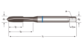 E241 - Dormer HSS-E-PM SUPER-B SHARK M  M Macho de máquina con entrada en hélice Shark (Anillo Azul) Entrada en hélice DIN 371 LE 10, DIN 376 GE 12