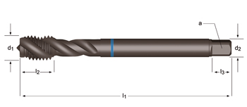 E383 - Dormer HSS-E-PM Templado al vapor SHARK MF  MF Macho de máquina helicoidal 40º Shark (Anillo Azul) Estrías helicoidales a 40° DIN 374