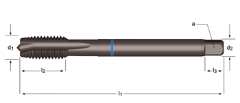 E384 - Dormer HSS-E-PM Templado al vapor SHARK MF  MF Macho de máquina con entrada en hélice Shark (Anillo Azul) Entrada en hélice DIN 374