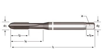 E390 - Dormer HSS-E-PM TiAlN SHARK M  M Macho de máquina recto Shark (Anillo Blanco) Estrías rectas DIN 371 LE 10, DIN 376 GE 12