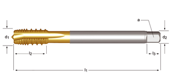 E423 - Dormer HSS-E TiN M  M Machos de máquina, dientes alternos Entrada en hélice Entrada en hélice DIN 376