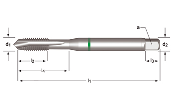 E471 - Dormer HSS-E-PM Brillante SHARK M  M Macho de máquina con entrada en hélice Shark (Anillo Verde) Entrada en hélice DIN 371 LE 10, DIN 376 GE 12