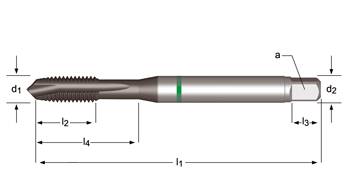 E472 - Dormer HSS-E-PM SUPER-B SHARK M  M Macho de máquina con entrada en hélice Shark (Anillo Verde) Entrada en hélice DIN 371 LE 10, DIN 376 GE 12