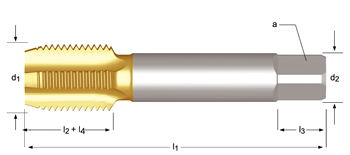 E720 - Dormer HSS TiN NPSF  NPSF Machos de máquina Estrías rectas Estrías rectas ~ANSI B94.9