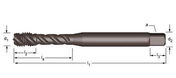 EX016H - Dormer HSS-E Templado al vapor M  M Machos de máquina Estrías helicoidales a 45° Estrías helicoidales a 45° DIN 371 LE 10, DIN 376 GE 12