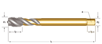 EX10 - Dormer HSS-E Brillante MF  MF Machos de máquina Estrías helicoidales a 45° Estrías helicoidales a 45° DIN 374