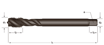 EX11 - Dormer HSS-E Templado al vapor MF  MF Machos de máquina Estrías helicoidales a 45° Estrías helicoidales a 45° DIN 374