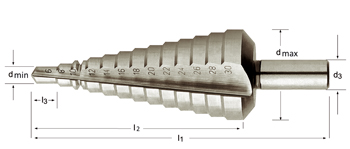 G314 - Dormer HSS Brillante Recto 20° Broca Multi-diámetro Dormer