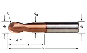 S229 - Dormer Metal Duro TiSiN DIN 6535 HA Shank Fresas con punta esferica N Dormer Dormer
