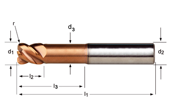 S521 - Dormer Metal Duro TiSiN DIN 6535 HA Shank Fresas con radios en el extremo N Dormer Dormer