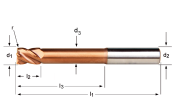 S524 - Dormer Metal Duro TiSiN DIN 6535 HA Shank Fresas con radios en el extremo N Dormer Dormer