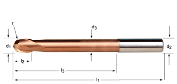 S533 - Dormer Metal Duro TiSiN DIN 6535 HA Shank Fresas con punta esferica N Dormer Dormer