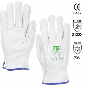 GUANTES DE PIEL FLOR VACUNO GRIS FORRADOS Mod. 160 IFF